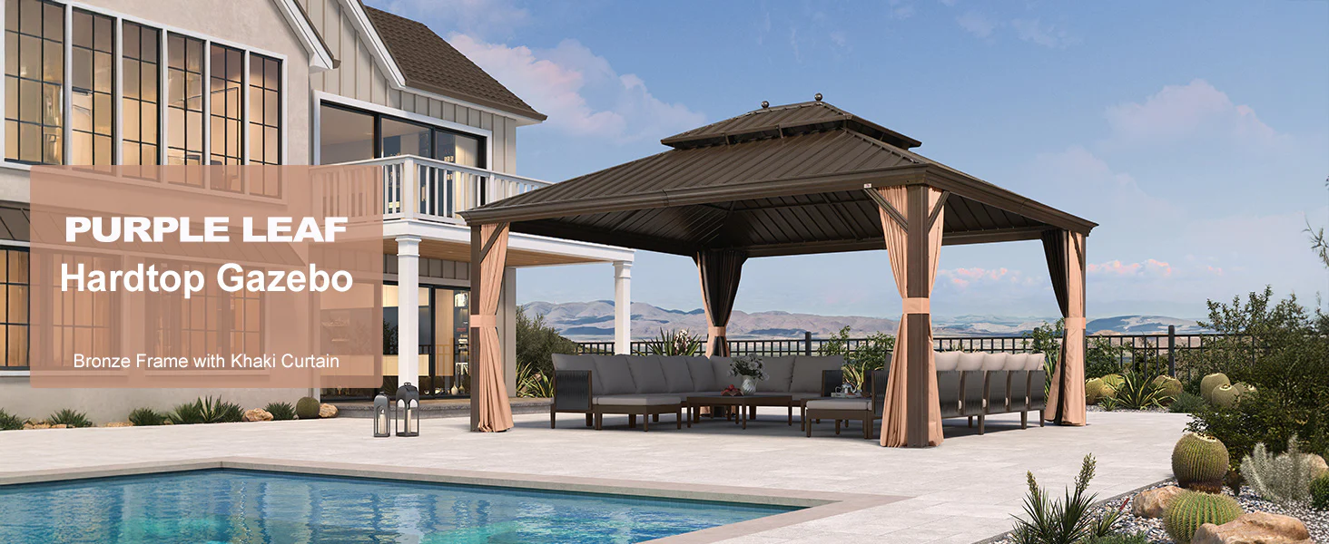 Premium hardtop gazebo with galvanized steel roof and bronze aluminum frame