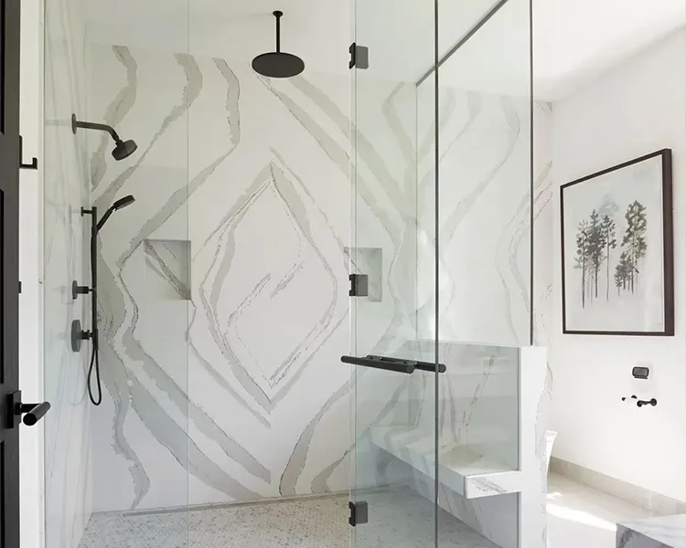 Bathroom vanity remodel with updated surfaces, fixtures, and finish coordination