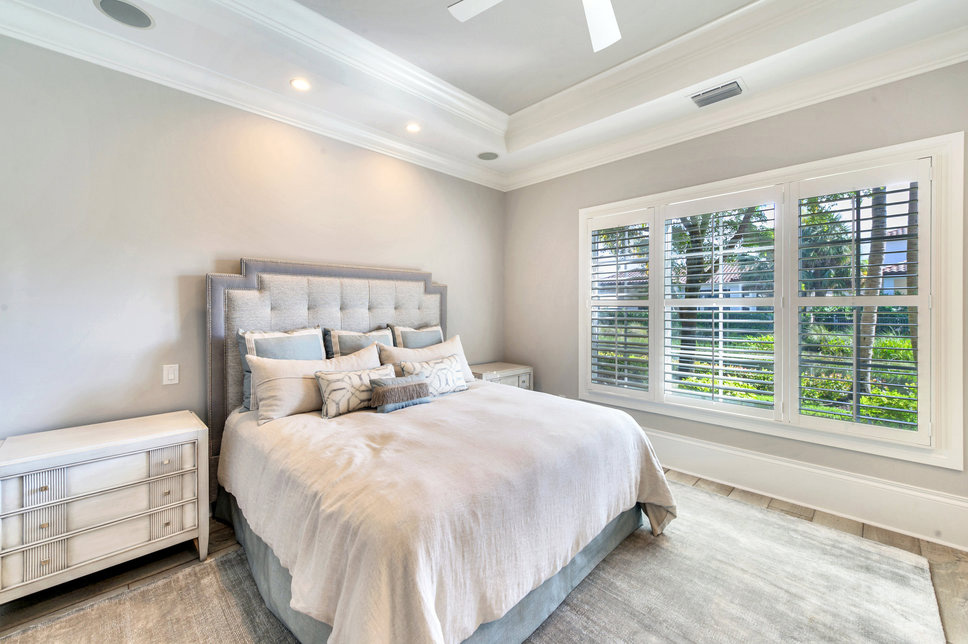 Bedroom finish upgrade with custom built ins, trim detail, and coordinated materials